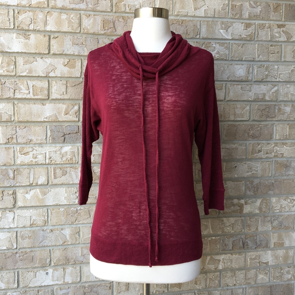 HIP Thin Maroon Hoodie Shirt Top Size S